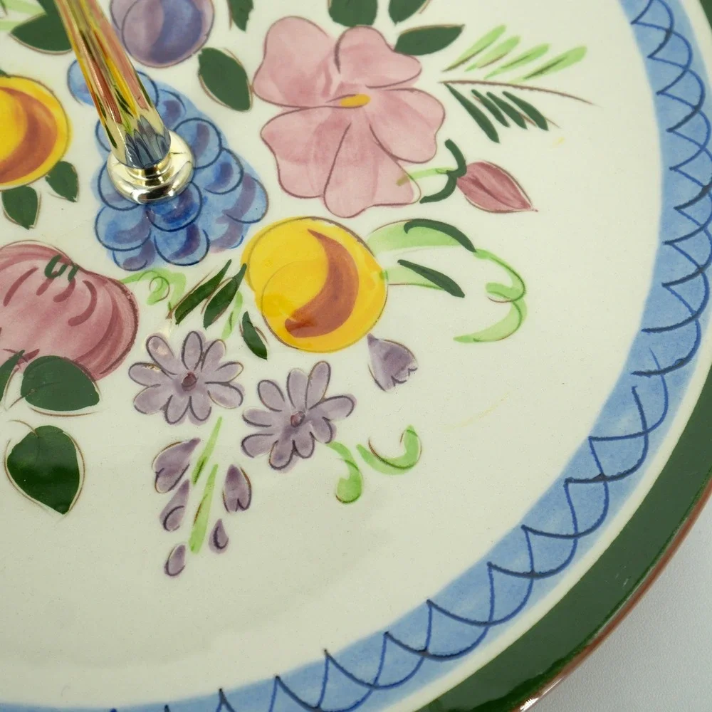 Stangl Tidbit Tray Serving Plate 10in Multicolor Fruit and Flowers Vintage MCM
